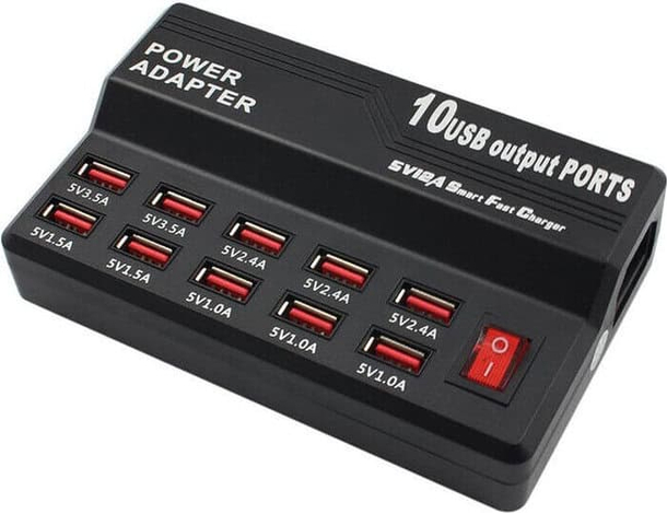 Stazione di Ricarica 10 Porte USB a Presa Veloce per Smartphone Tablet 3