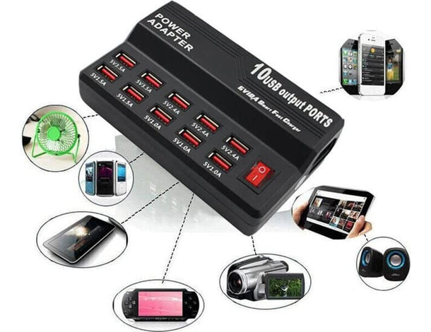 Stazione di Ricarica 10 Porte USB a Presa Veloce per Smartphone Tablet 4