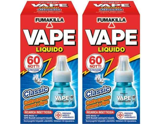 2x Vape Ricarica Liquida Classico Zanzare Comuni Tigre per Diffusore 60 Notti