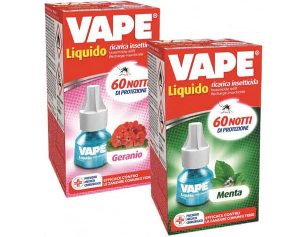 2x Ricarica Liquida per Insetticida Antizanzare Vape 480 Ore Geranio e Menta