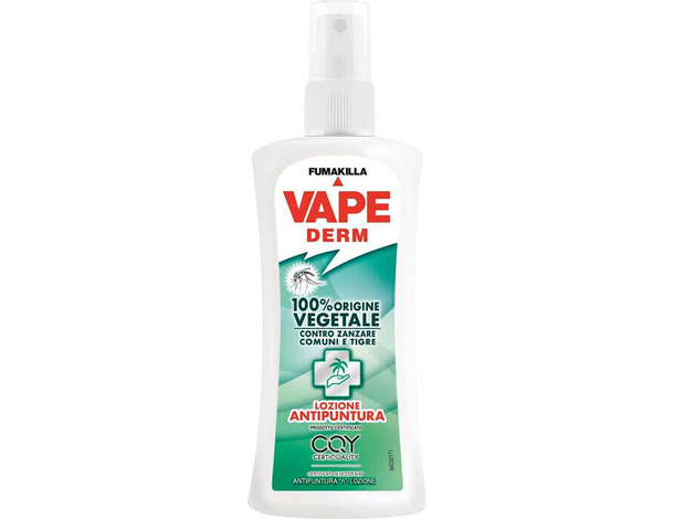 Spray Antipuntura Vape Derm 100% Vegetale Lozione per Zanzare Tigre e Insetti