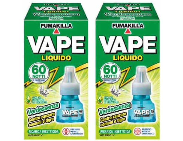 2 Pezzi Vape Ricarica Liquida Verdessenza Zanzare Comuni e Tigre per Diffusore