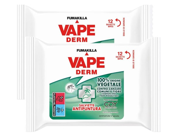 Vape 24 Salviette Antipuntura Zanzare profumate repellenti 100% vegetale