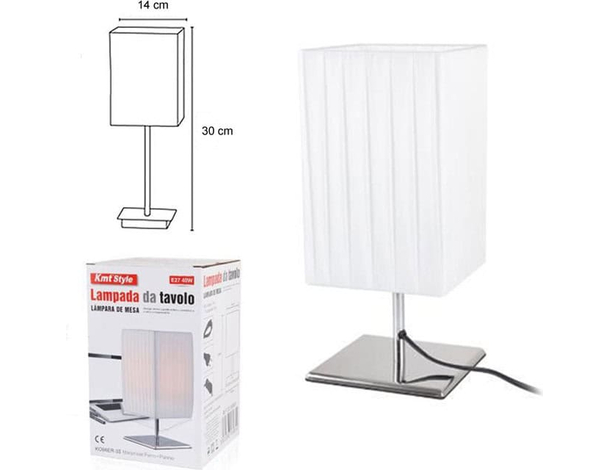 Lampada abatjour da tavolo con paralume tessuto comodino scrivania E27 40W 4