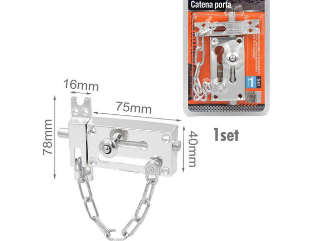 Catenaccio a cannone lucchetto per porta chiavistello chiusura con catenella...