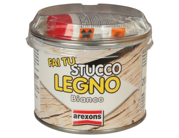 Arexons Stucco per legno colore bianco in pasta 200 gr carteggiabile restauro