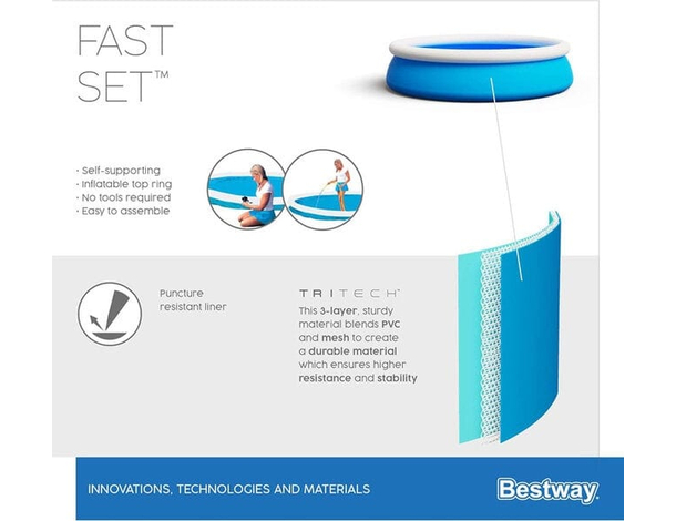 Bestway Piscina Gonfiabile Rotonda giardino fuori terra Fast Set 366x76cm...