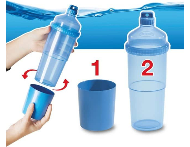 Bottiglia Borraccia in plastica 750ml con bicchiere senza BPA palestra sport...