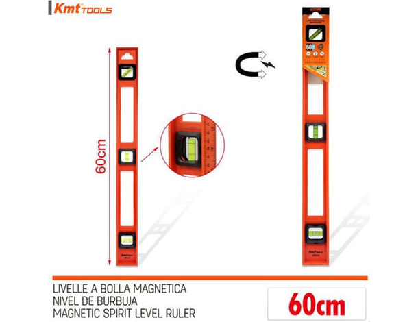 Livella a bolla magnetica con 3 bolle in alluminio calamitata lunga 600 mm 3