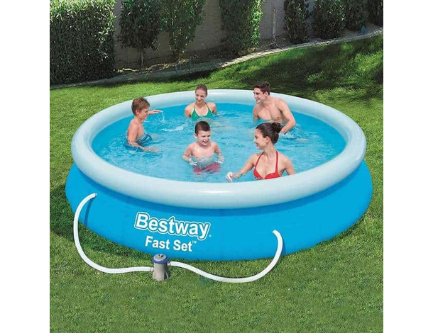 Bestway Piscina Gonfiabile Rotonda giardino fuori terra Fast Set 366x76cm...