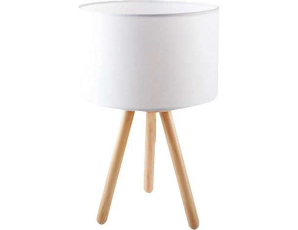Lampada da Tavolo lume Comodino tre piedi in Legno Abatjour paralume E27