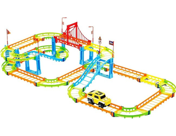 Pista ferrovia con macchinina per bambini giocattolo gioco regalo montabile 3+