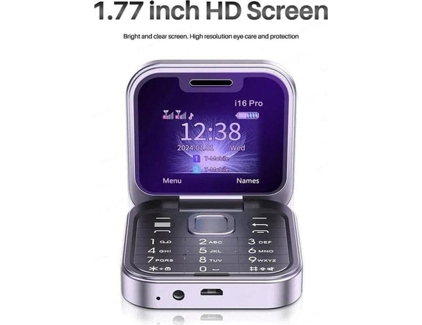 Mini telefono cellulare flip i16PRO Tastiera GSM 1.77" DUAL SIM Pieghevole 2G...