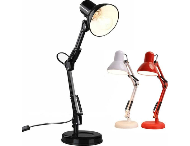 Lampada Tavolo Scrivania Inclinabile Girevole in metallo Luce E27 Moderna 59cm