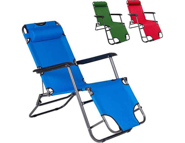 Sedia sdraio per spiaggia giardino mare pieghevole lettino prendisole cuscino...