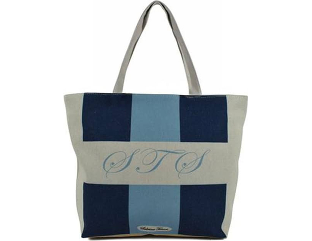 Borsa Da Mare Grande in polycotton a righe Da Spiaggia piscina Con Manici 2
