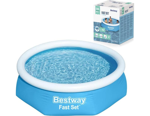 Piscina Fast Set Autoportante Tonda Bambini Giardino Estate 244x61 cm Bestway