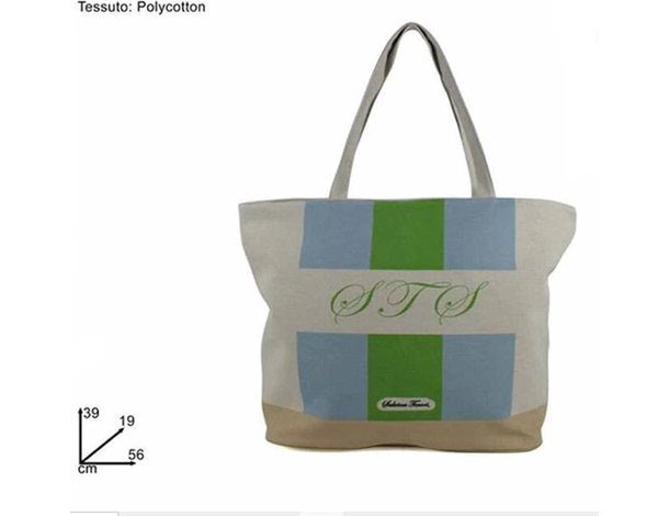 Borsa Da Mare Grande in polycotton a righe Da Spiaggia piscina Con Manici 3