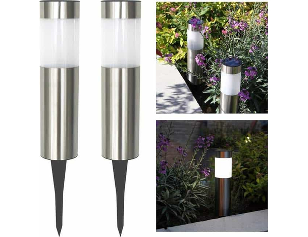 Lampioncino solare led lampada 4pz da esterno giardino con picchetto Segnapasso