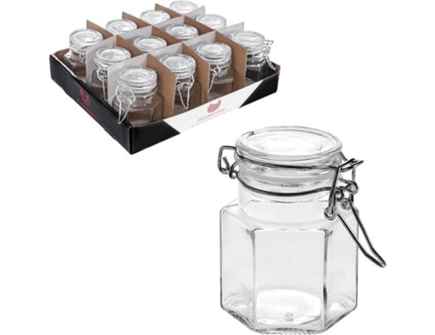 Set 12 Pezzi Contenitore Barattolo In Vetro Con Coperchio Barattolini 90 ml