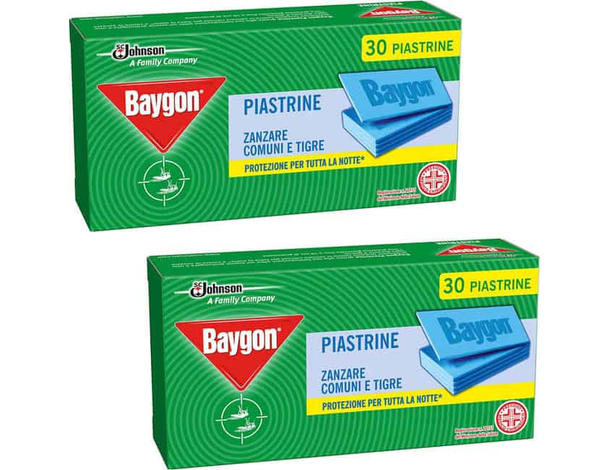 360 Piastrine Baygon Antizanzare Comuni Tigri Ricarica ricambio insetticida
