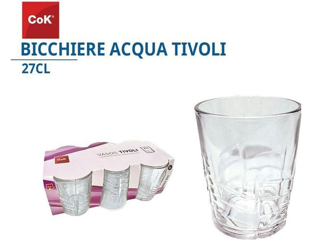 Set 12 Bicchieri in vetro trasparente acqua vino 27CL casa ristorante bar...