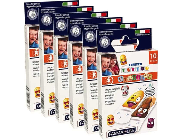 60 Cerotti medi per bambini con emoticon stampati 6 conf. da 10 cerotti Italia