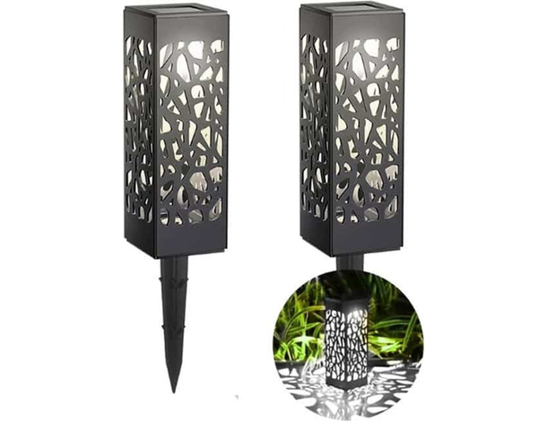 Lampioncino solare led lampada 2pz da esterno giardino con picchetto Segnapasso