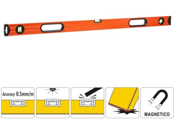 Livella a bolla magnetica con 3 bolle in alluminio calamitata lunga 600 mm 2