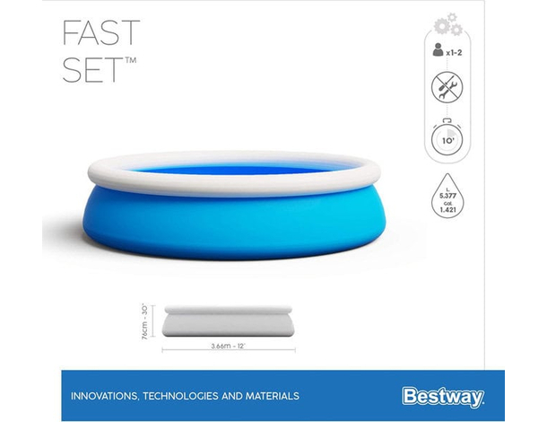 Bestway Piscina Gonfiabile Rotonda giardino fuori terra Fast Set 366x76cm...