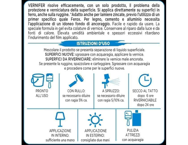 Vernice Gel 2 litri con antiruggine pittura smalto VERNIFER AREXONS colori...