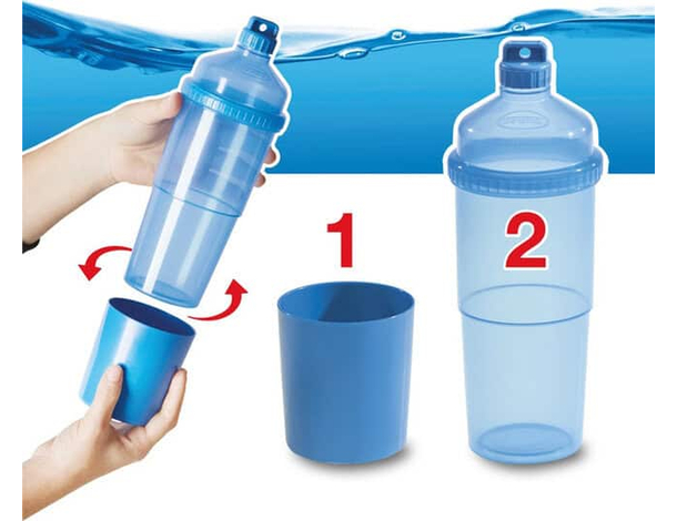 Bottiglia Borraccia in plastica 750ml con bicchiere senza BPA palestra sport...
