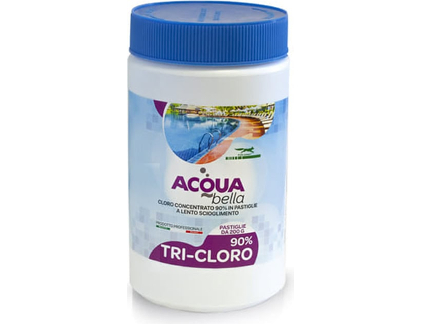 Cloro 90% pastiglie da 200gr Tricloro lento pulizia Acqua piscina sanificante