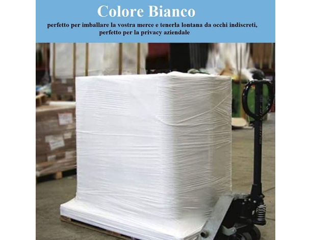 2x Bobina Film estensibile manuale bianco pellicola fascia pallet imballaggio...