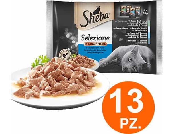 Sheba Selezione in Salsa con Pesce per Gatti da 52 x 85 gr cibo umido gatti