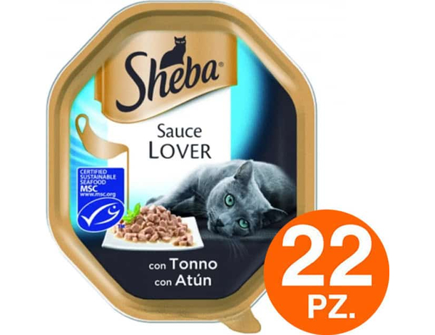 Sheba Sauce lover con trancetti con tonno in Salsa Cibo Umido Gatti 22 x 85g