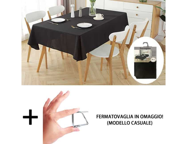 Tovaglia Antimacchia in Poliestere Impermeabile nera da cucina +...