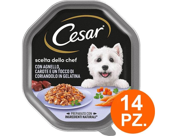 Cesar Selezioni dell'Orto Cibo per Cani con Pollo Carote - 14 Vaschette da 150g