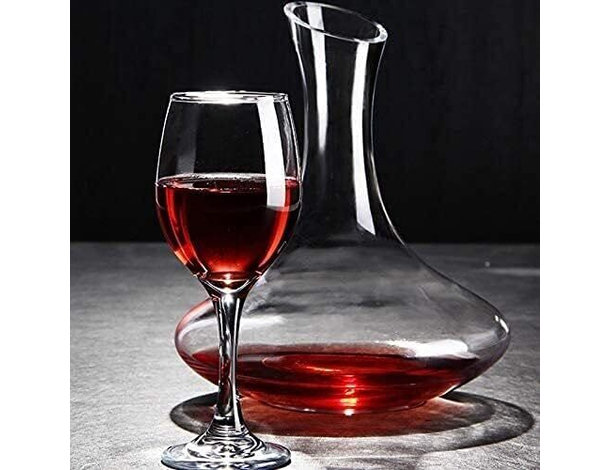 Decanter vino rosso caraffa vetro collo Rotondo cilindrico Sommelier 1,5...