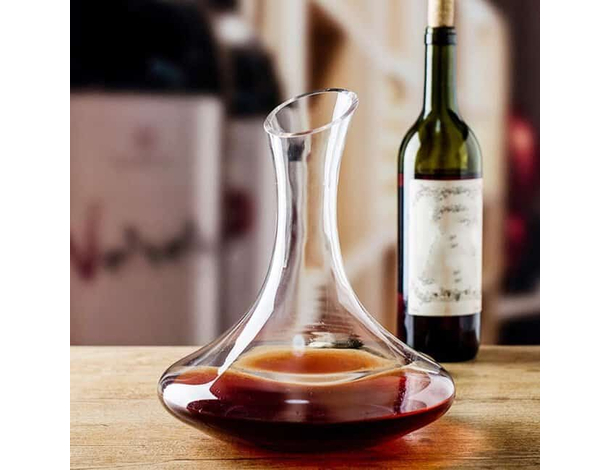 Decanter vino rosso caraffa vetro collo Rotondo cilindrico Sommelier 1,5...