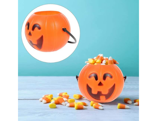 6 Pcs Secchiello Per Caramelle con luce led Portatile Zucche Decorazioni...