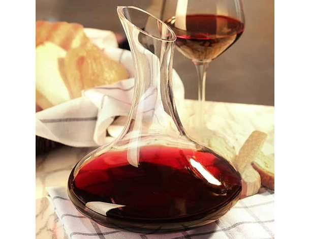 Decanter vino rosso caraffa vetro collo Rotondo cilindrico Sommelier 1,5...