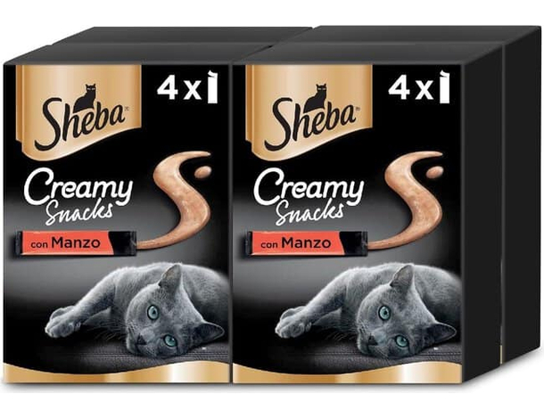 Sheba Creamy Snacks con Manzo Stick Cremosi Senza Zuccheri Aggiunti per Gatti...