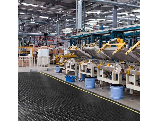 Tappeto gomma nero in PVC copertura pavimento largo 1x25 m bollo bullonato 7