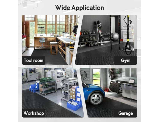 Tappeto gomma nero in PVC copertura pavimento largo 1x25 m bollo bullonato 6