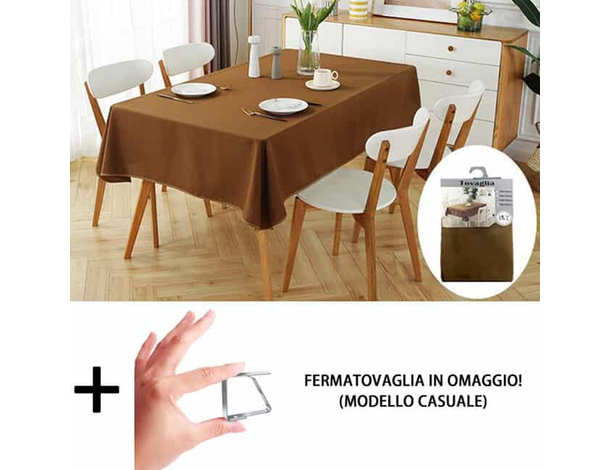 Tovaglia Antimacchia in Poliestere Impermeabile marrone cucina +...