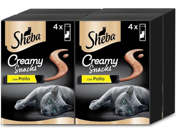 Sheba Creamy Snacks con Pollo Stick Cremosi per Gatti 11 pacchi da 4 snack...