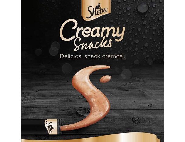 Sheba Creamy Snacks con Pollo Stick Cremosi per Gatti 11 pacchi da 4 snack...