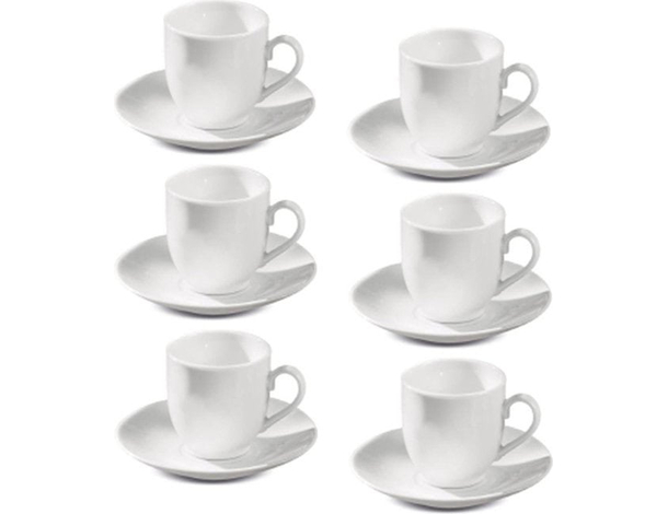 Set da 6 Tazzine da caffè tè in porcellana bianca tazze con piattino servizio