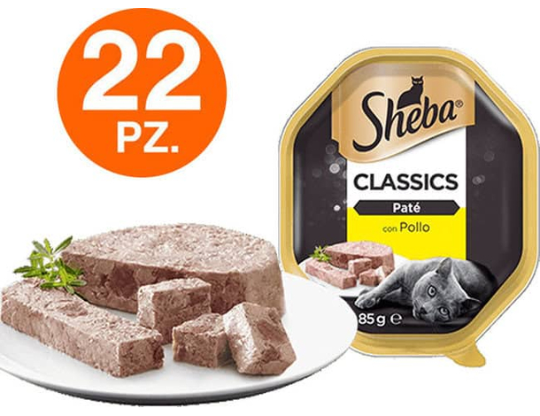 Sheba Patè Classic Cibo per Gatti al Pollo - 22 Vaschette da 85 grammi